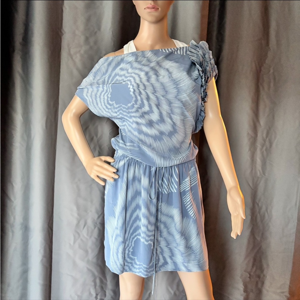 Elegant Blue Patterned Dress